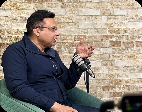 Guest speaking during a podcast recording