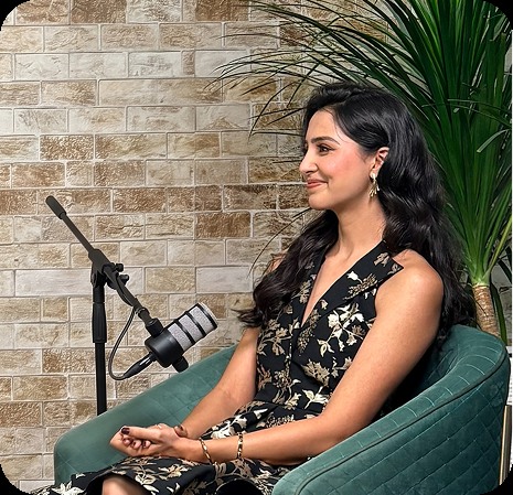Guest listening during a podcast recording